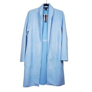 Joan Vass Womens Blue Open Front Faux Suede Jacket Size S NWT